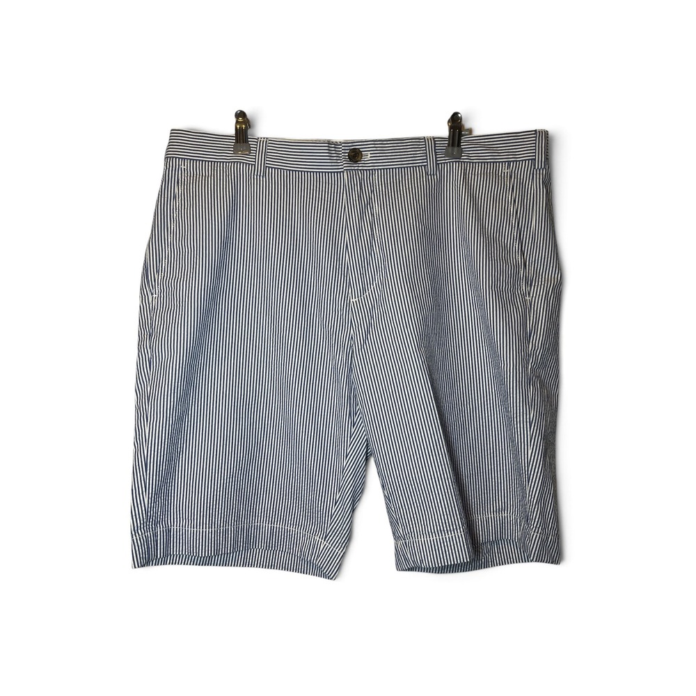 Brooks Brothers W36 Blue White Seersucker Stripe Chino Shorts 10" Inseam